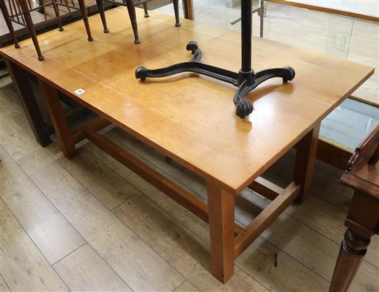 A beech kitchen table, W.160cm